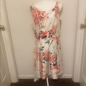Jessica Howard Floral Midi Dress - White and Coral